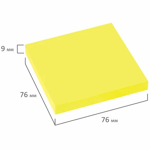 Блок самоклеящийся (стикеры), STAFF НЕОНОВЫЙ, 76х76 мм, 100 листов, желтый,