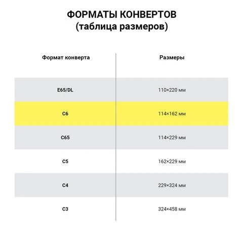 Конверт С6, комплект 50 штук, клей декстрин, белый, 114х162 мм, 200.50