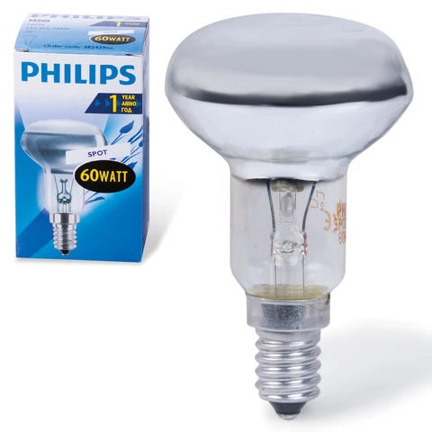 Лампа накаливания PHILIPS Spot R50 E14 30D, 60 Вт, зеркальная, колба d = 50 мм,