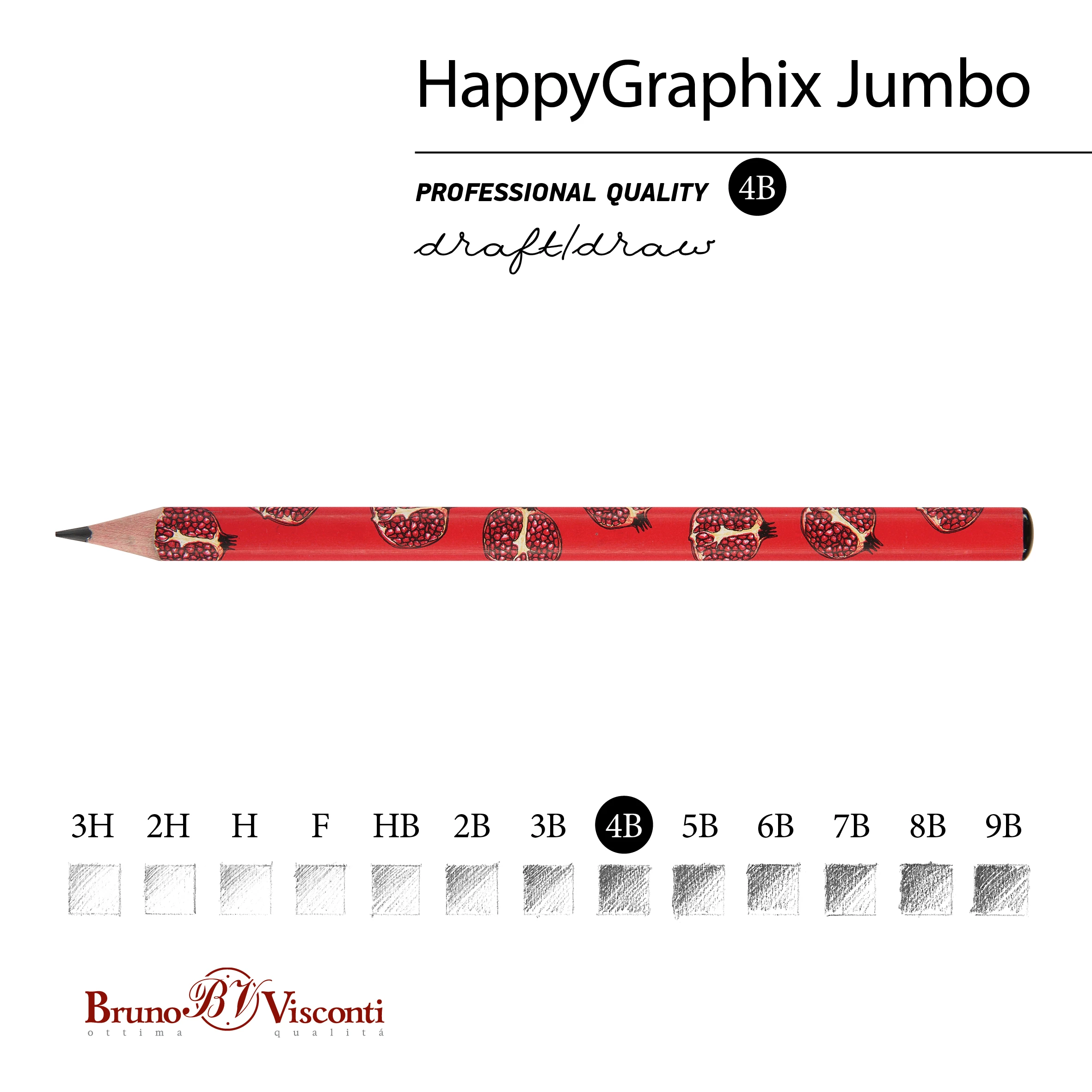 КАРАНДАШ ЧЕРНОГРАФИТОВЫЙ "HappyGraphix Jumbo. Fresh & fruity. Гранат"