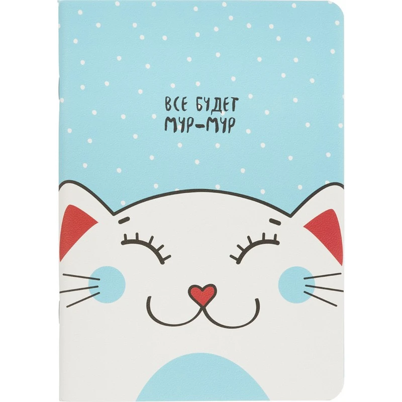 Тетрадь общая А5,48л,клетка,скрепка,обл.мелов.картон Mur-mur,кот N1171