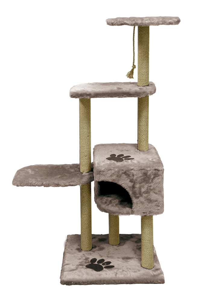 Комплекс для кошек, 4-х этажный, мех одн., Зооник (640х410х1170) серый