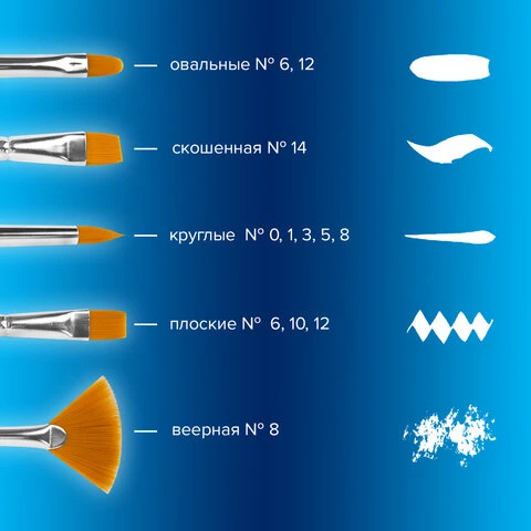 Кисти художественные набор 12 шт. в пенале, синтетика, BRAUBERG ART DEBUT,