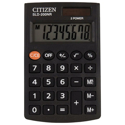 Калькулятор карманный CITIZEN SLD200NR (98х60 мм), 8 разрядов, двойное питание,