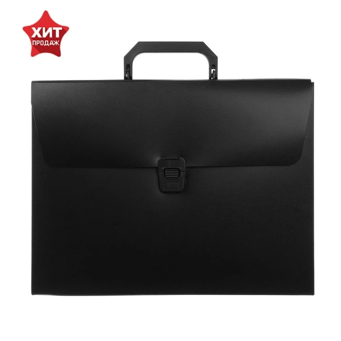 Папка-портфель А4, 1 отделение Calligrata, 700 мкм, песок, чёрная