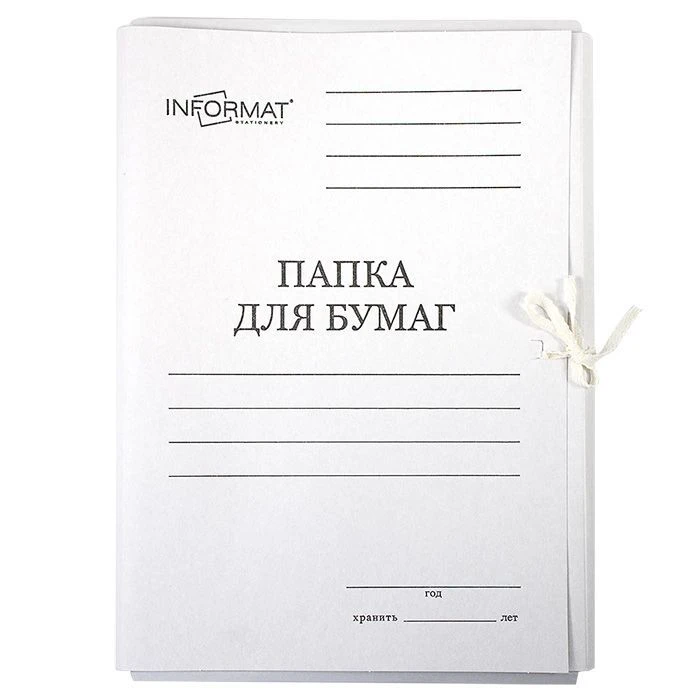 Папка с завязками ДЕЛО inФОРМАТ А4 белый немелов. картон 280 г/м2: RP9128W штр.: