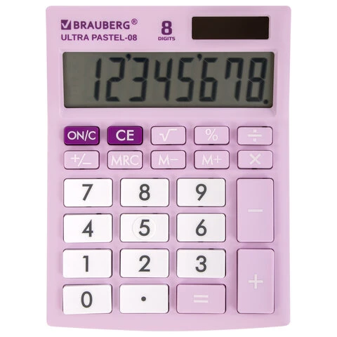 Калькулятор настольный BRAUBERG ULTRA PASTEL-08-PR, КОМПАКТНЫЙ (154x115 мм), 8