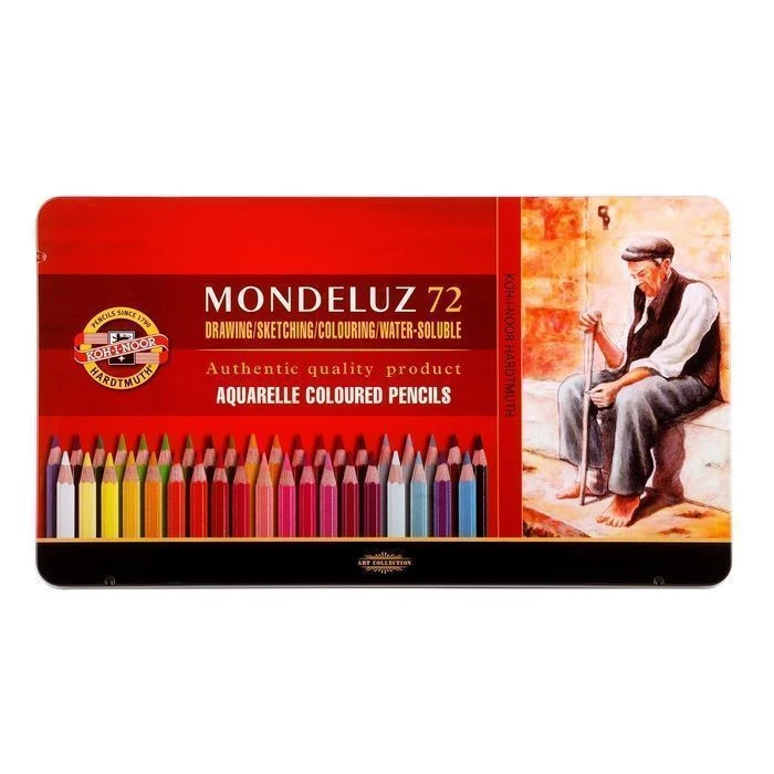Набор акварельных карандашей MONDELUZ OLD MAN 3727, 72 цвета, металл.коробка