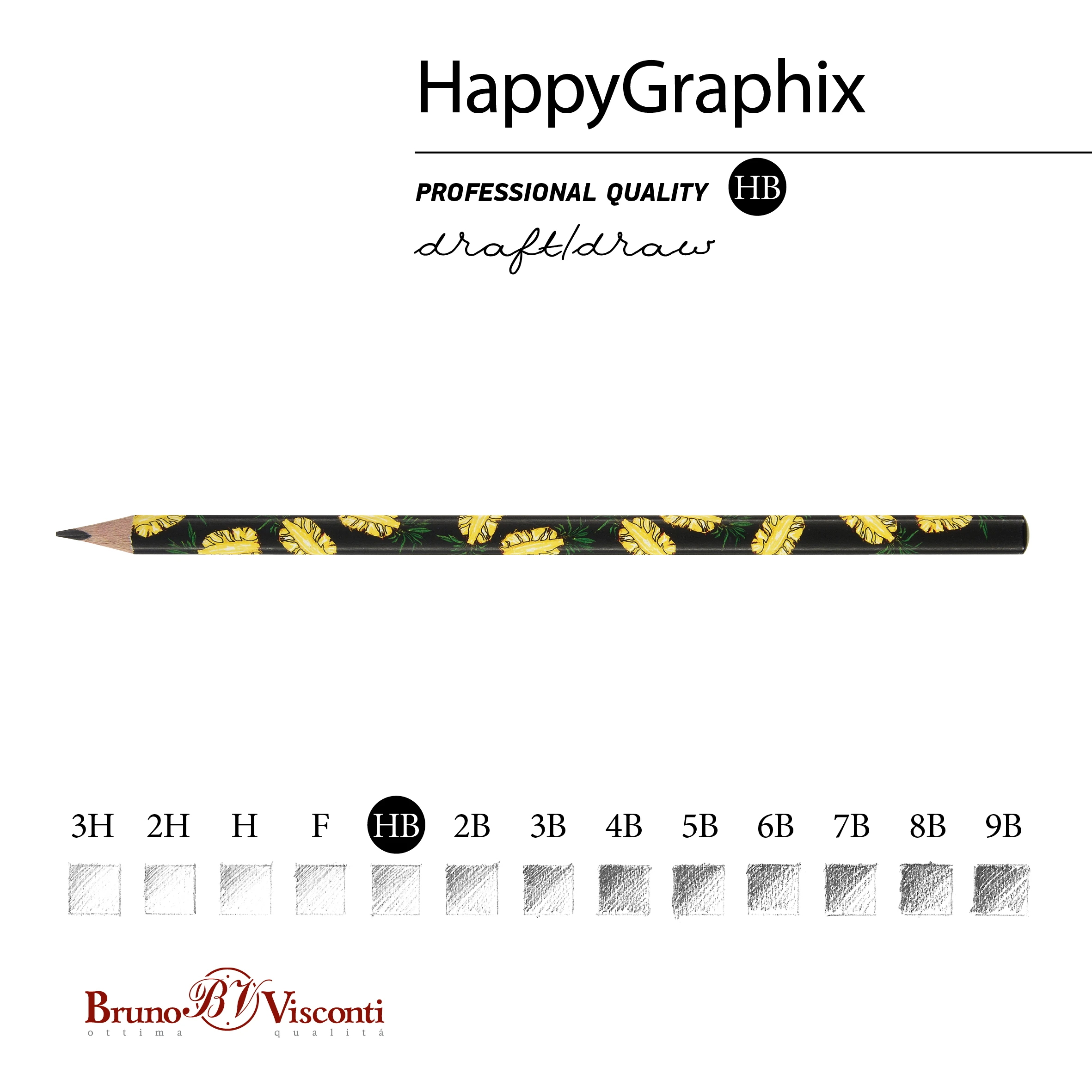 КАРАНДАШ ЧЕРНОГРАФИТОВЫЙ "HappyGraphix. Fresh & fruity. Ананас" НВ