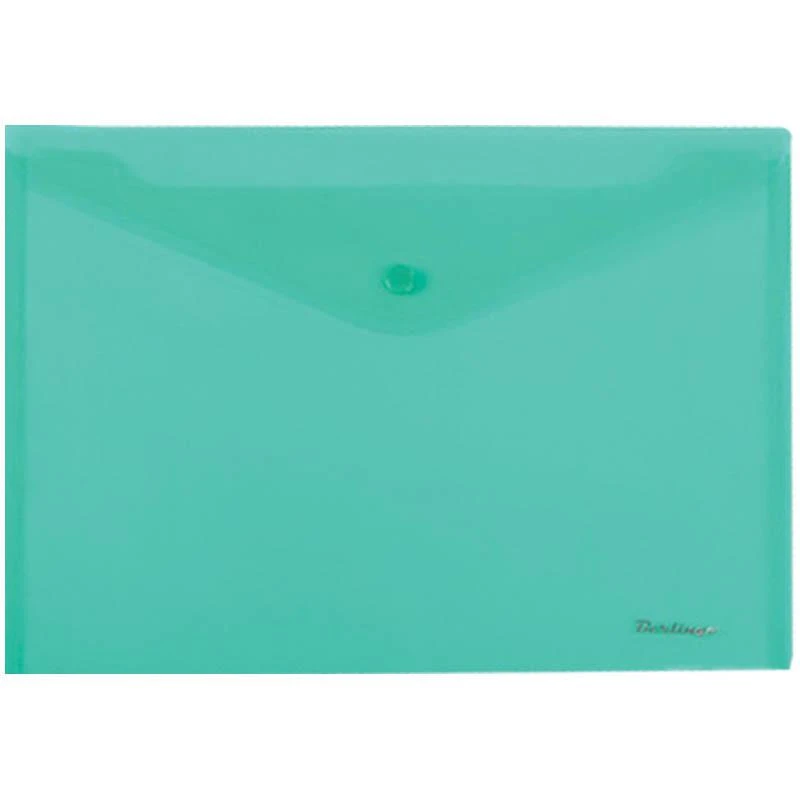 Папка-конверт на кнопке А4, 180мкм, зеленая: AKk_04104