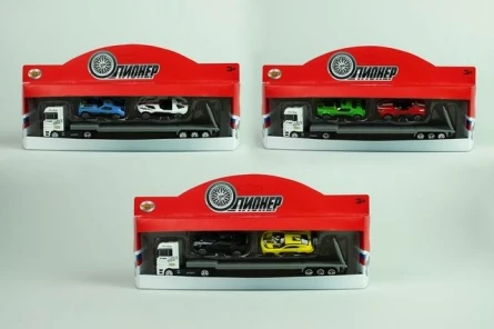 Набор металлических машинок "ПИОНЕР" 7см. "Автовоз и 2 Набор металлических машинок "ПИОНЕР" 7см. "Автовоз и 2