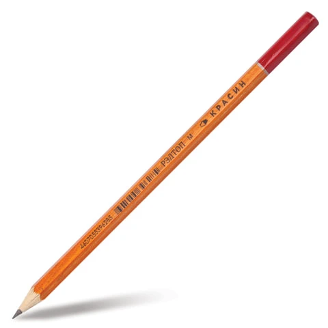 Карандаш чернографитный КРАСИН, 1 шт., "РедТоп", В, без резинки,