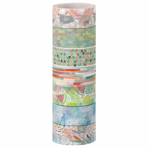 Клейкие WASHI-ленты для декора "Микс №1", 15 мм х 3 м, 7 цветов,