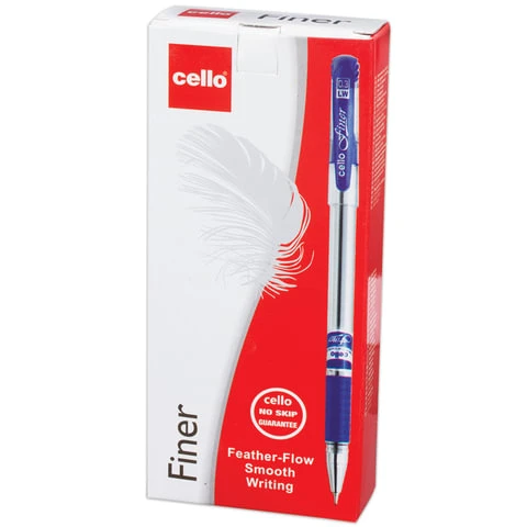 Ручка шариковая масляная с грипом CELLO "Finer", СИНЯЯ, игольчатый