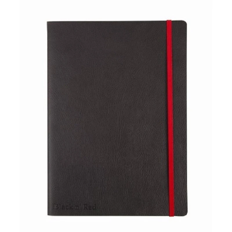 Блокнот OXFORD BLACK?n?RED А5+ 72л фикс.резинка, карман, мягк.обл.400051203