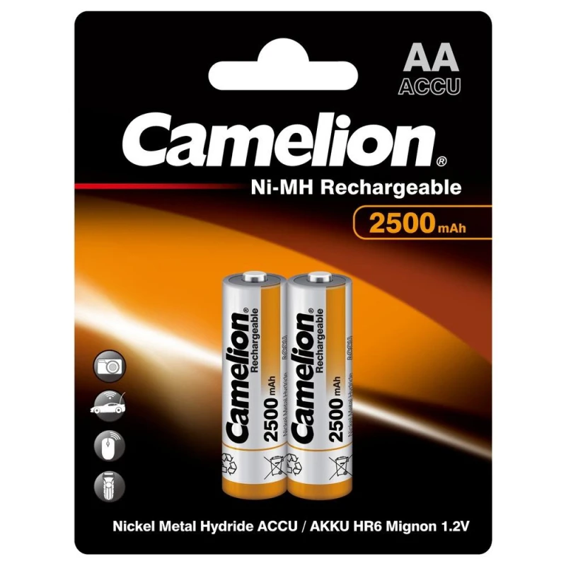 Аккумулятор Camelion AA-2500mAh 2шт/бл (NH-AA2500BP2,1.2В) (6107)