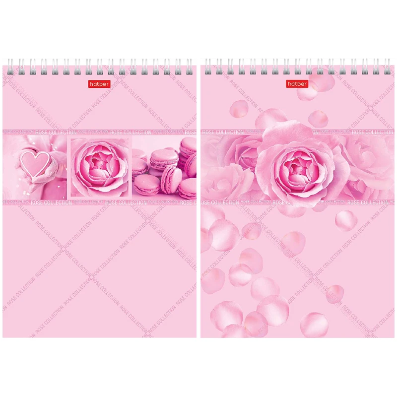 Блокнот А5 96л., на гребне Hatber "Rose", розовый блок, глянц.