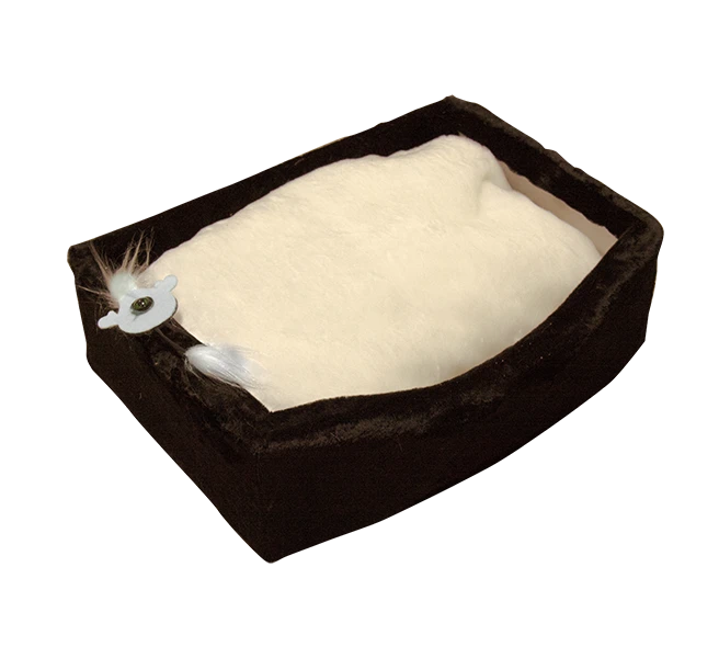Лежанка для кошекек с подушкой, мех одн.(570*410*170мм) темно-коричневый