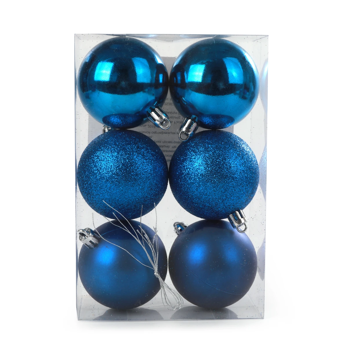 Набор из 6-ти пластиковых шаров, 6 см, цвет-синий