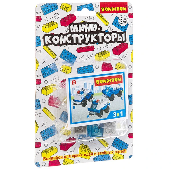 Мини-конструктор, полиция, BONDIBON, CRD 13,5х20 см, в ассорт. 8 видов, арт.