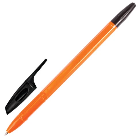 Ручка шариковая BRAUBERG "X-333 Orange", ЧЕРНАЯ, корпус оранжевый,