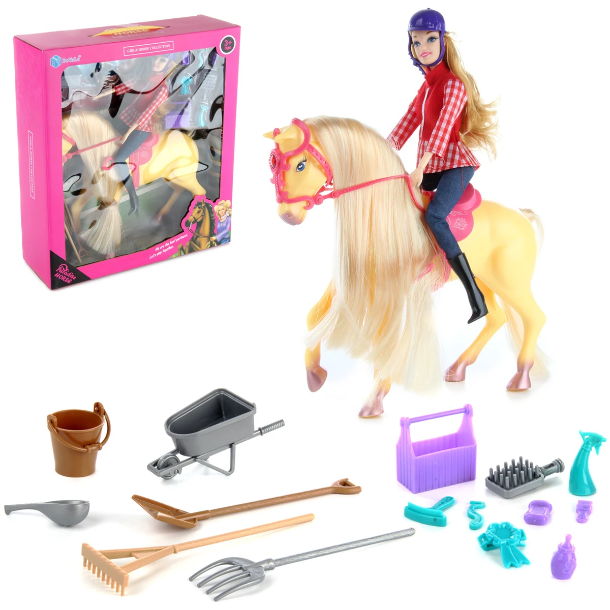 Кукла "Наездница" с лошадкой и аксесс., 33х10,5х36, коробка