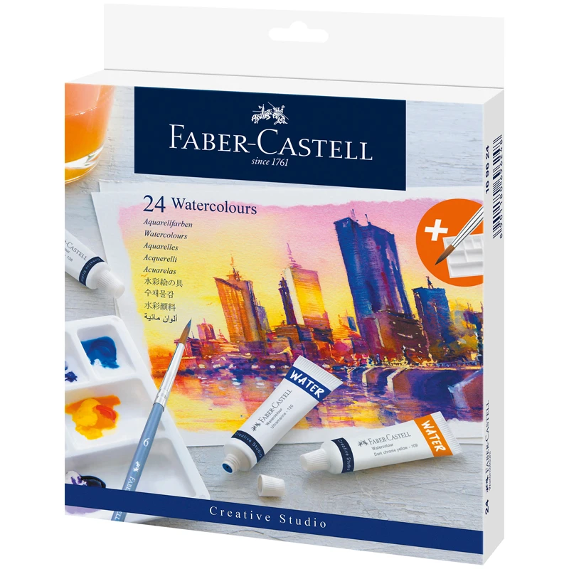 Акварель художественная Faber-Castell "Watercolours", 24цв., 9мл,