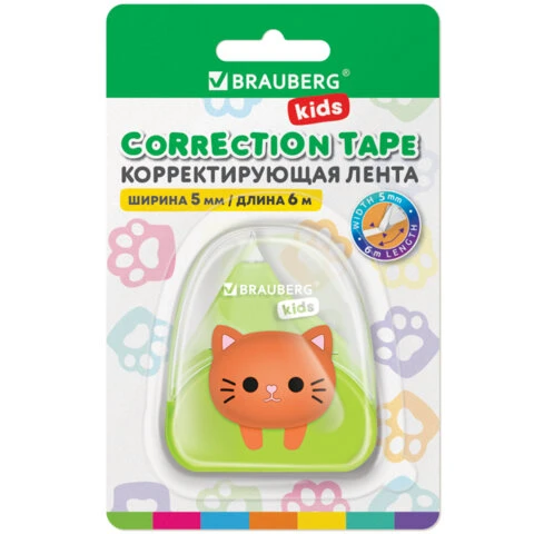 Корректирующая лента BRAUBERG KIDS "Котенок", 5 мм х 6 м, корпус