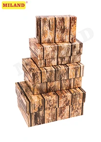 Наборы прямоугольных коробок 4 в 1 Дерево (15 х 11 х 7 - 9 х 5 х 4 см) ПП-3619