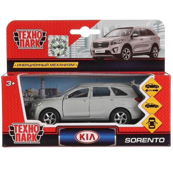 Машина металл KIA sorento prime, 12 см, двери, багаж., инерция, сереб.,