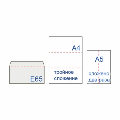 Конверты Е65 BRAUBERG, комплект 25 шт., отрывная полоса STRIP, белые, 110х220