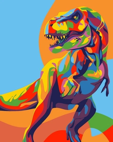 Картина по номерам Радужный динозавр