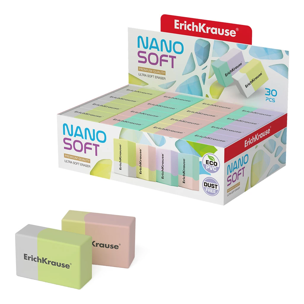 Ластик ErichKrause® Nano Soft (в коробке по 30 шт.)