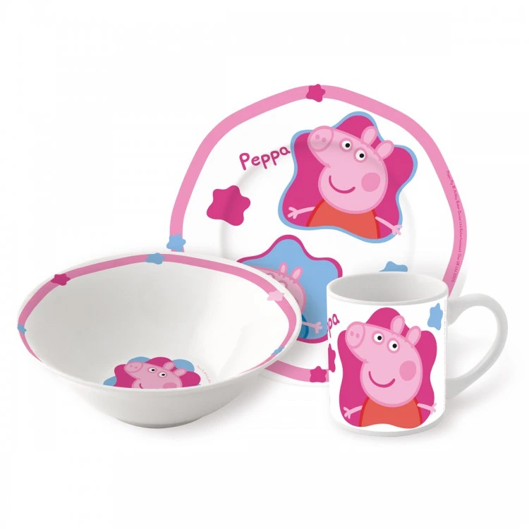 Набор посуды керамической в подарочной упаковке (3 предмета). Свинка Пеппа