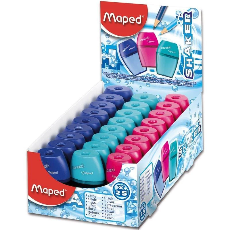 Точилка пластиковая "Shaker", 1 отверстие, контейнер, ассорти: 534753