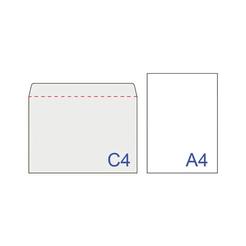 Конверты С4, КОМПЛЕКТ 500 штук, без клеевого слоя, белые, треугольный клапан,