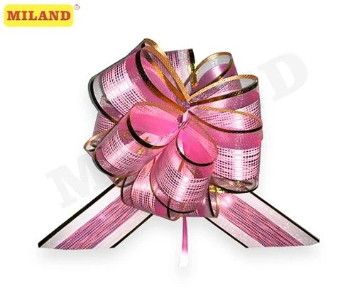 Бант-шар Красивый узор, 5 см, розовый с золотой окантовкой (полипропилен,