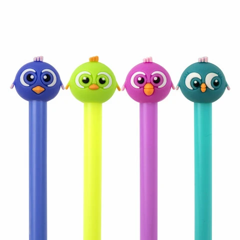 Ручка с топпером шариковая ЮНЛАНДИЯ "Птенец", корпус ассорти, СИНЯЯ,