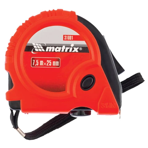 Рулетка измерительная 7,5 м х 25 мм, MATRIX "Rubber", обрезиненный
