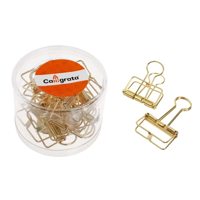 Набор зажимов для бумаг 10 штук, 32 мм, золотистые