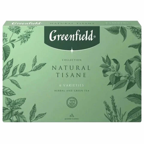 Чай GREENFIELD "Natural Tisane", ассорти 6 вкусов, НАБОР 30 пакетиков,