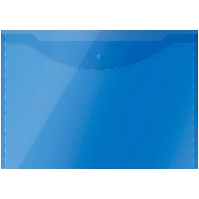Папка-конверт на кнопке OfficeSpace А3, 150мкм, полупрозрачная, синяя. 267523