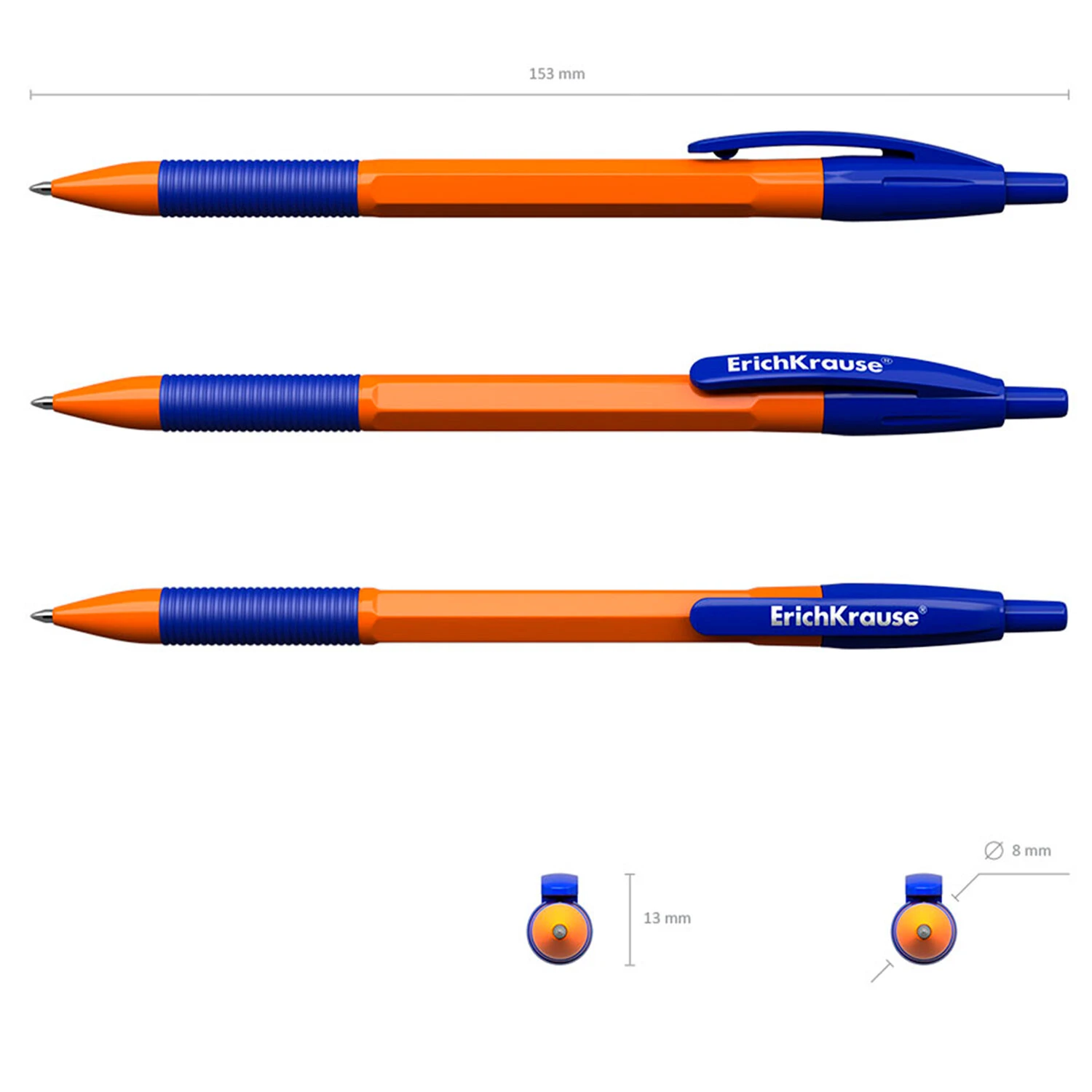 Ручка шариковая автоматическая с грипом ERICH KRAUSE "R-301 Orange",