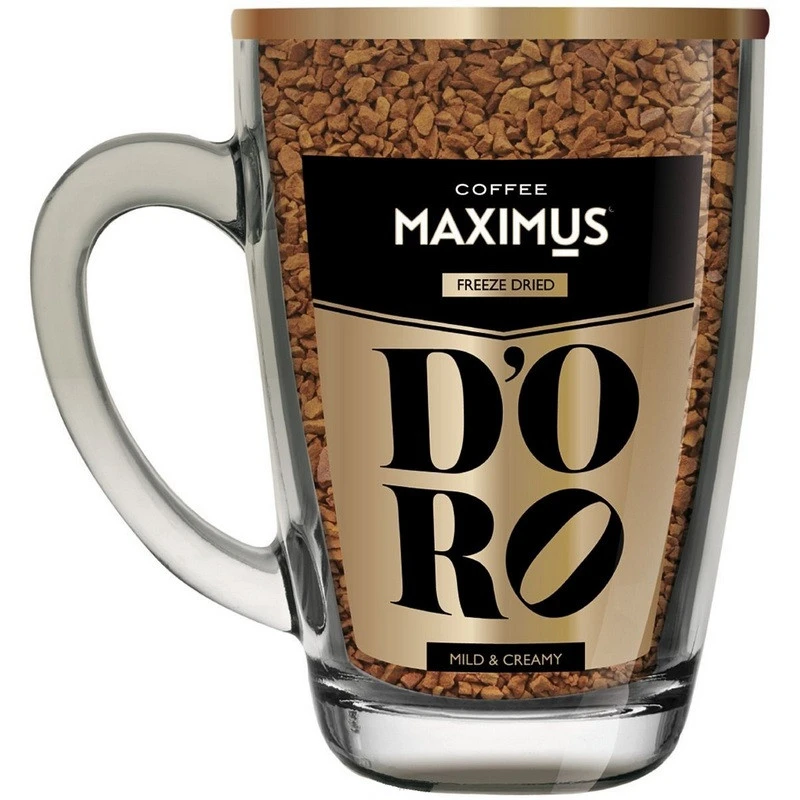 Кофе сублимированный в стеклянной кружке "D`ORO" ТМ Maximus 70 г.
