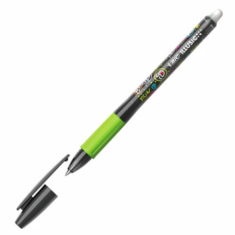 Ручка стираемая гелевая с грипом BIC Gelocity Illusion, ЧЕРНАЯ, корпус черный,