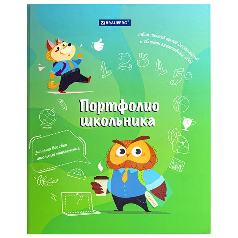 Папка-портфолио школьника "ОТЛИЧНИК", 4 кольца, 20 файлов, 10