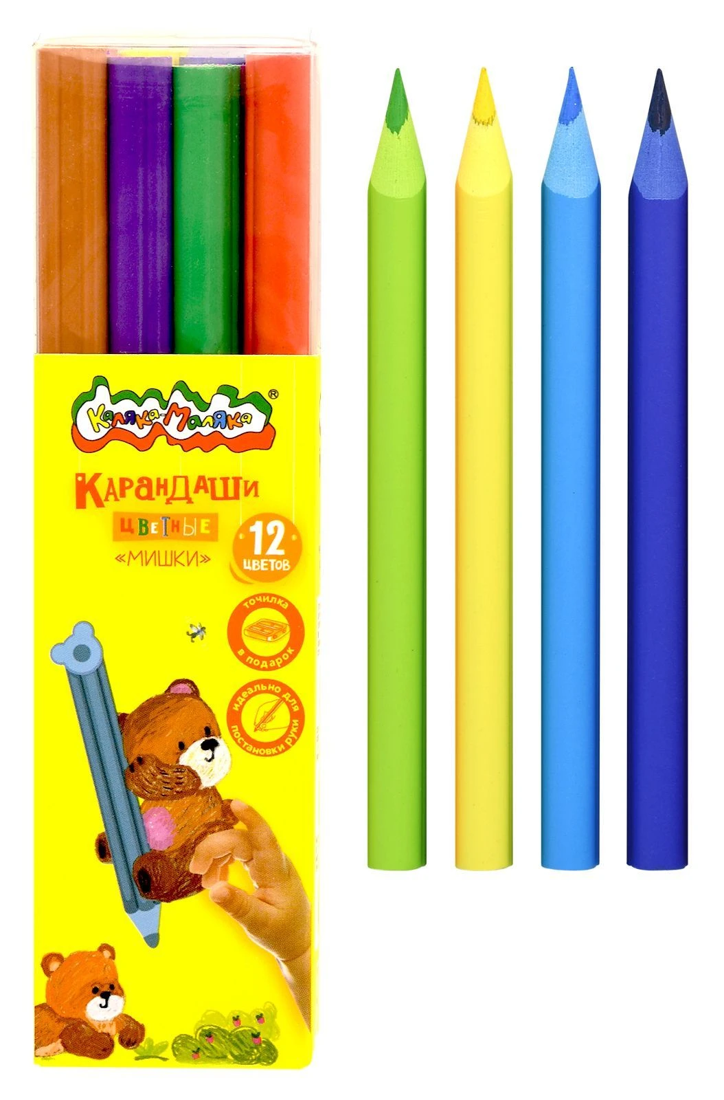 Набор цветных карандашей Каляка-Маляка Jumbo МИШКИ утолщенные укороченные 12 цв.