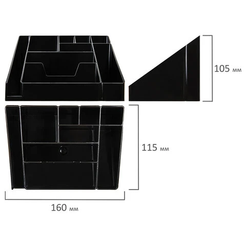 Подставка-органайзер BRAUBERG GRAND OFFICE, 9 отделений, 115х160х105 мм,