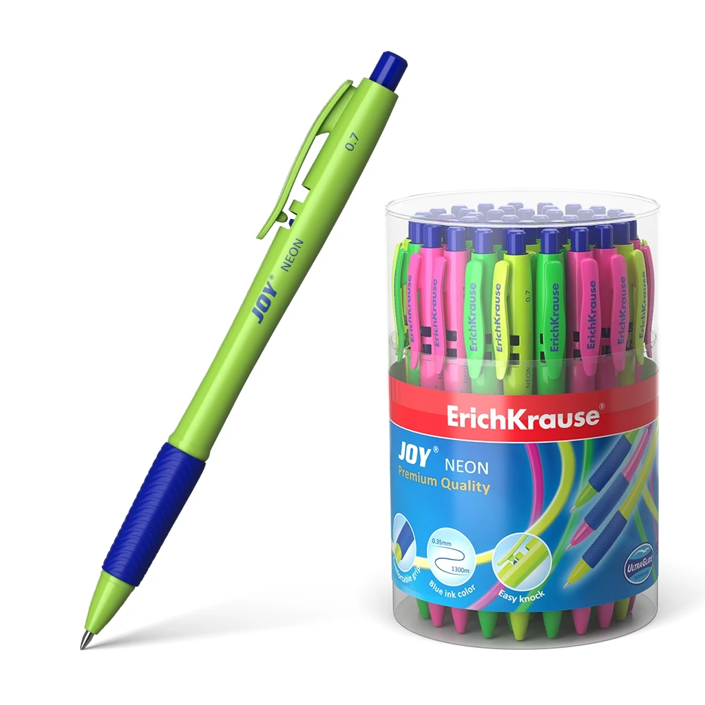 Ручка шариковая автоматическая Erich Krause JOY Neon, Ultra Glide Technology,