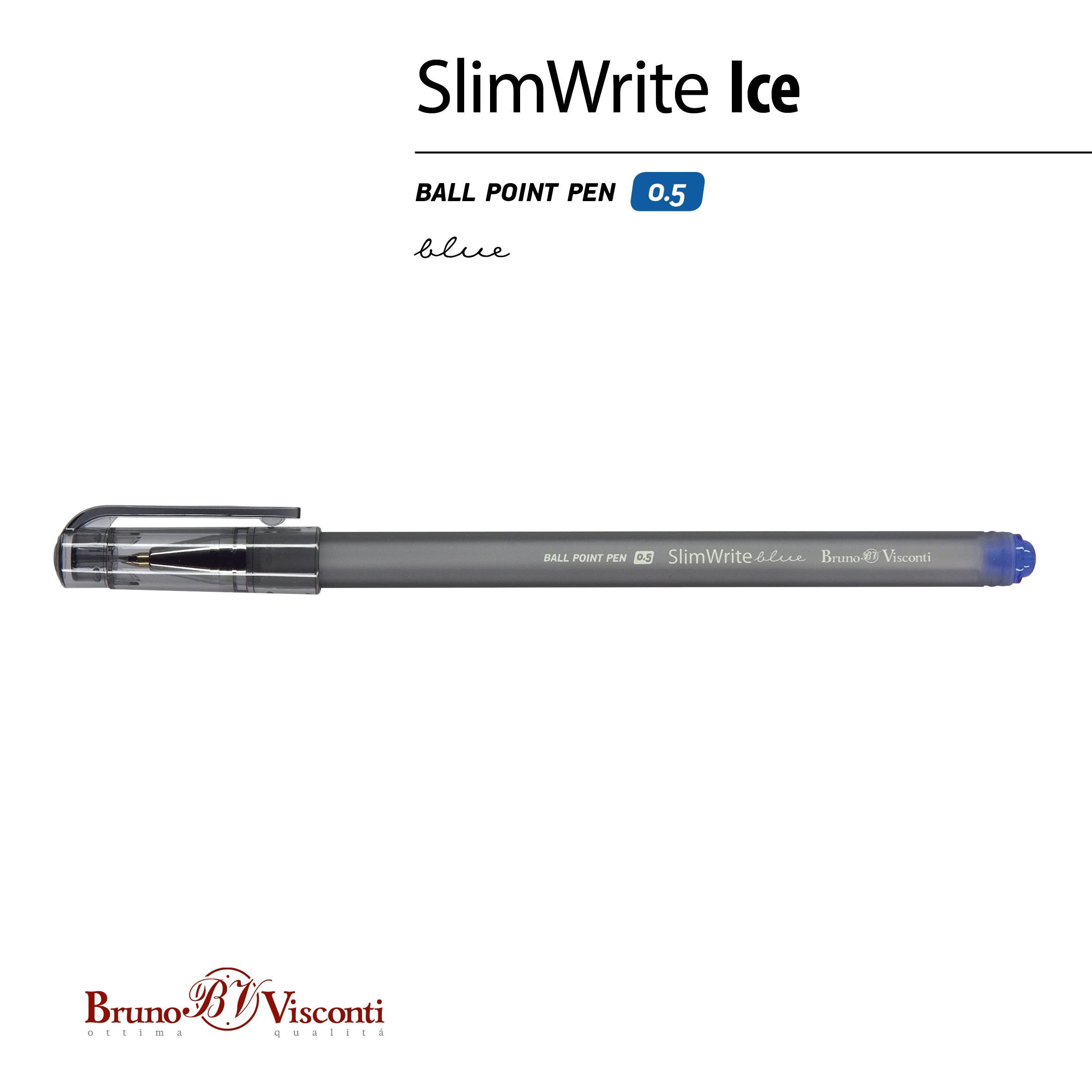 РУЧКА "SlimWrite Ice" ШАРИКОВАЯ 0.5 ММ, СИНЯЯ